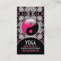 Pink Black YinYang Yoga Balance Business Cards