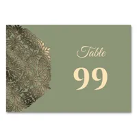 Sage Green and Gold Wedding Elegant Luxury Table Number