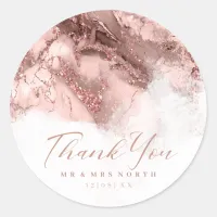 Marble Glitter Wedding Rose Gold ID644 Classic Round Sticker