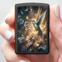 Shimmering Hummingbird in a Magical Garden Full Zippo Lighter