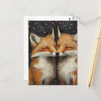 Adorable Red Fox in Love Postcard
