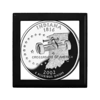 State Quarter of Indiana Reverse Side Faux Keepsake Box