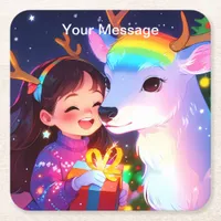 Enchanted Christmas Glow Square Paper Coaster