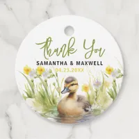 Cute Watercolor Duck Baby Boy Shower Favor Tags