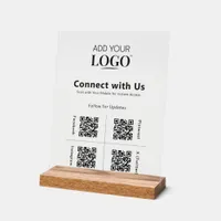 4 QR Code Social Media Connect with Us Logo Modern Acrylic Sign