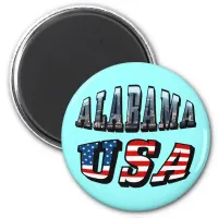 Alabama Picture and USA Flag Font Magnet