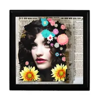 Vintage Woman Paper Collage Art Gift Box
