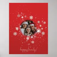 Red Christmas Frame with Snow Flakes  Poster