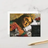 The Beautiful Sleepy Queen and her Cat Postcard