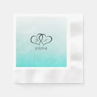 Personalized Teal Scratches Cocktail Napkin