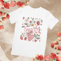Boho Strawberry Vibes Coquette Floral Girly Pink  T-Shirt