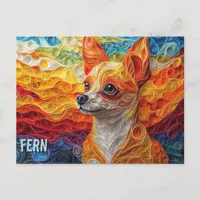 Chihuahua Paper Quilling Art Dog Portrait Postcard