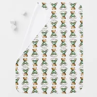 Cute Teddy Bear Green PJs Sitting on a Cloud Baby Blanket