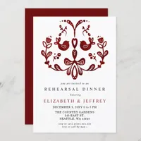 Nordic Birds Christmas Rehearsal Dinner Invitation