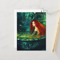 Beautiful FantasyWoman with Red Hair in a Tub  Postcard
