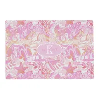 Nautical Beach Collage Hot Pink ID840 Placemat