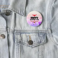 Happy Galentine's Day Red Heart & Wings Party Button