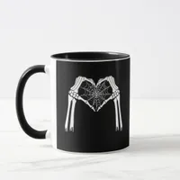 Skeleton Hands Cobweb Heart (White) Classic Mug