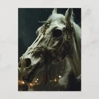 Mari Lwyd Horse Skeleton Christmas Postcard