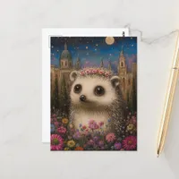 whimsical hedgehog postcard