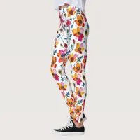 Watercolor Pretty Pink and Yellow Floral  Leggings