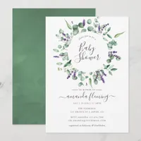 Eucalyptus Lavender Greenery Baby Shower Invitation