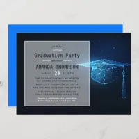 Blue Glow Futuristic Virtual Graduation Party Invitation