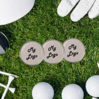 Business logo beige golf ball marker