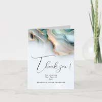 Luxe Opal Teal Gold Fluid Alcohol Ink Thank You Card