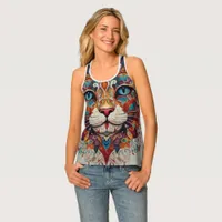 Mystic Boho Feline Mandala Tank Top