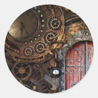 Round Steampunk Door Pocket Watch  Wedding Sticker