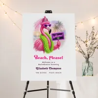 Beach Please Flamingo Bachelorette Welcome Foam Board
