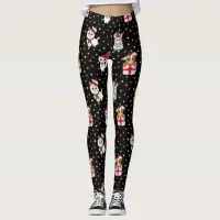 Christmas Llama, Kitten and Mouse Stars and Hearts Leggings