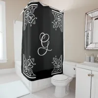 Bold Black and White Vintage Personalized  Shower Curtain