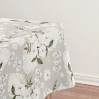 Boho Floral Tablecloth Neutral White Blossoms