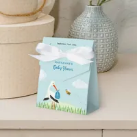 Sky Blue Stork Baby Shower Custom Favor Boxes