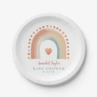Boho Rainbow Baby Shower Paper Plates – Watercolor