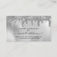 Eyelash Extension Aftercare Instruction Glitter Business Card