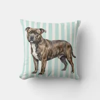 Staffordshire Bull Terrier Watercolor Pillow