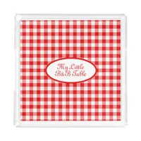 Red Vichy pattern for Business, B&B,  Restaurants  Acrylic Tray