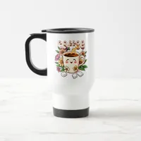 Cute Kawaii Coffee and Flowers Travel Mug