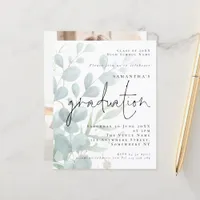 Budget Eucalyptus Photo Graduation Party Invite