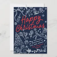 Hand Drawn Navy Christmas Card 