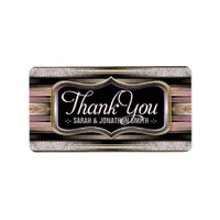 Vintage Pink+Black Thank You Sticker Labels