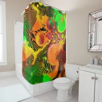 Autumn Colors Abstract Pour Painting Bathroom  Shower Curtain