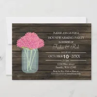 barnwood pink floral mason jar Housewarming Invite