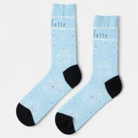 Cute Girly Blue White Folkart All-Over-Print Socks