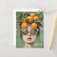 The Woman and the Oranges Collage Postcard