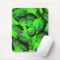 Neon green planets - pattern in 3D optics  Mouse Pad