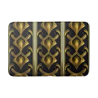 Elegant art deco pattern in black and gold bath mat